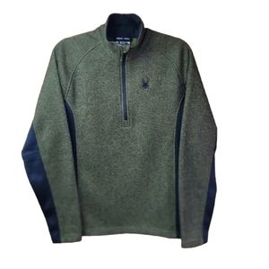 Spyder Men's Sz Medium Outbound Half Zip Green Black Pullover Jacket